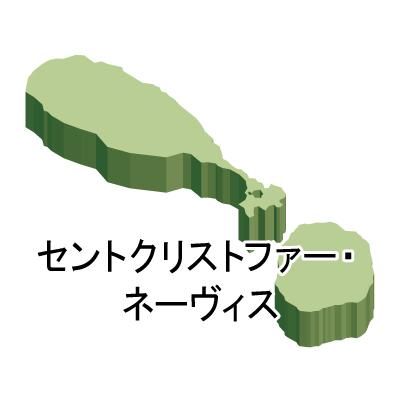 セントクリストファー・ネーヴィス無料フリーイラスト｜漢字・立体(緑)